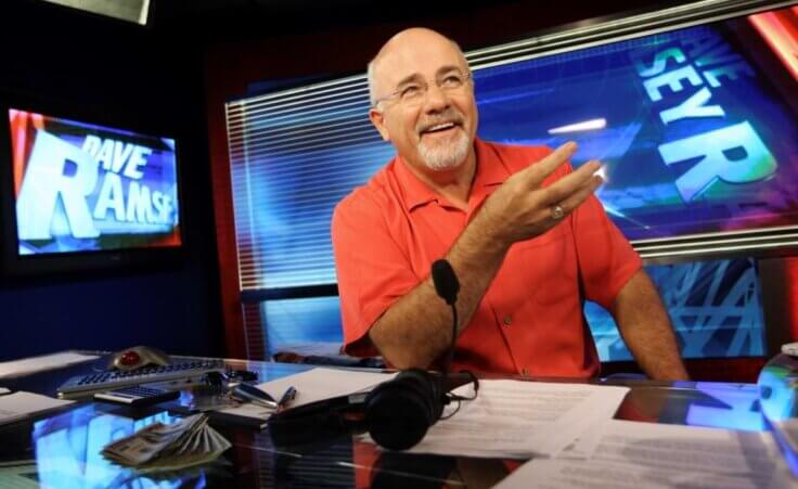 FILE - In this July 29, 2009, file photo financial guru Dave Ramsey sits in his broadcasting studio in Brentwood, Tenn. (AP Photo/Josh Anderson, File)