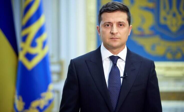 In this photo taken Saturday, Sept. 19, 2020 and provided by the Ukrainian Presidential Press Office, Ukrainian President Volodymyr Zelenskiy records his speech to the founding members of the United Nations in Kyiv, Ukraine, to mark the 75th anniversary of the Organization. (Ukrainian Presidential Press Office via AP)