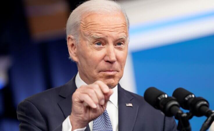 FILE - President Joe Biden responds a reporters question after speaking about the economy in the South Court Auditorium in the Eisenhower Executive Office Building on the White House Campus, Thursday, Jan. 12, 2023, in Washington. (AP Photo/Andrew Harnik, File)