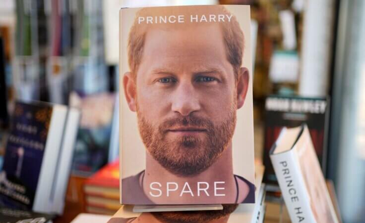 Copies of the new book by Prince Harry called "Spare" are displayed at Sherman's book store in Freeport, Maine, Tuesday, Jan. 10, 2023. Prince Harry's memoir provides a varied portrait of the Duke of Sussex and the royal family. (AP Photo/Robert F. Bukaty)