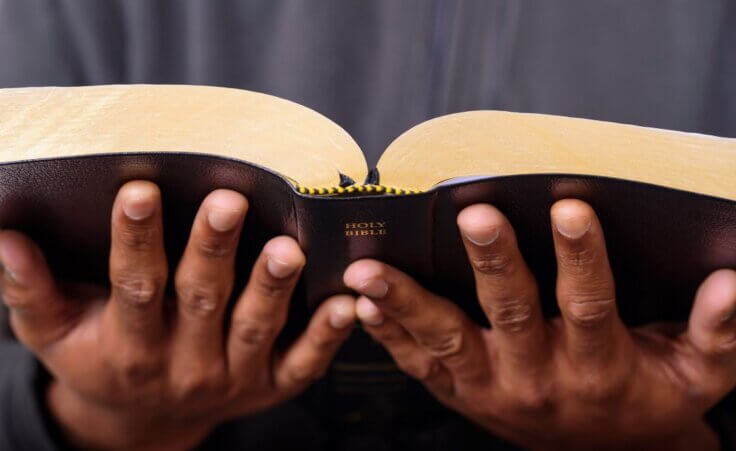 Open hands hold an open Bible. © By Sevenstock Studio/stock.adobe.com