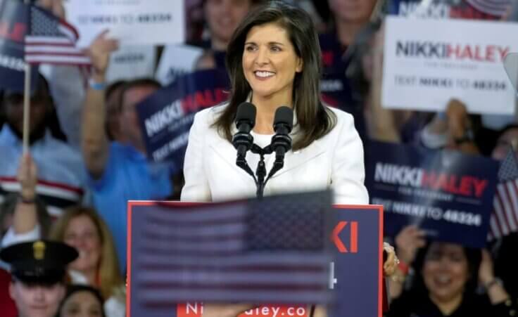 Nikki Haley, former South Carolina governor and United Nations ambassador, launches her 2024 presidential campaign on Wednesday, Feb. 15, 2023, in Charleston, S.C. (AP Photo/Meg Kinnard)