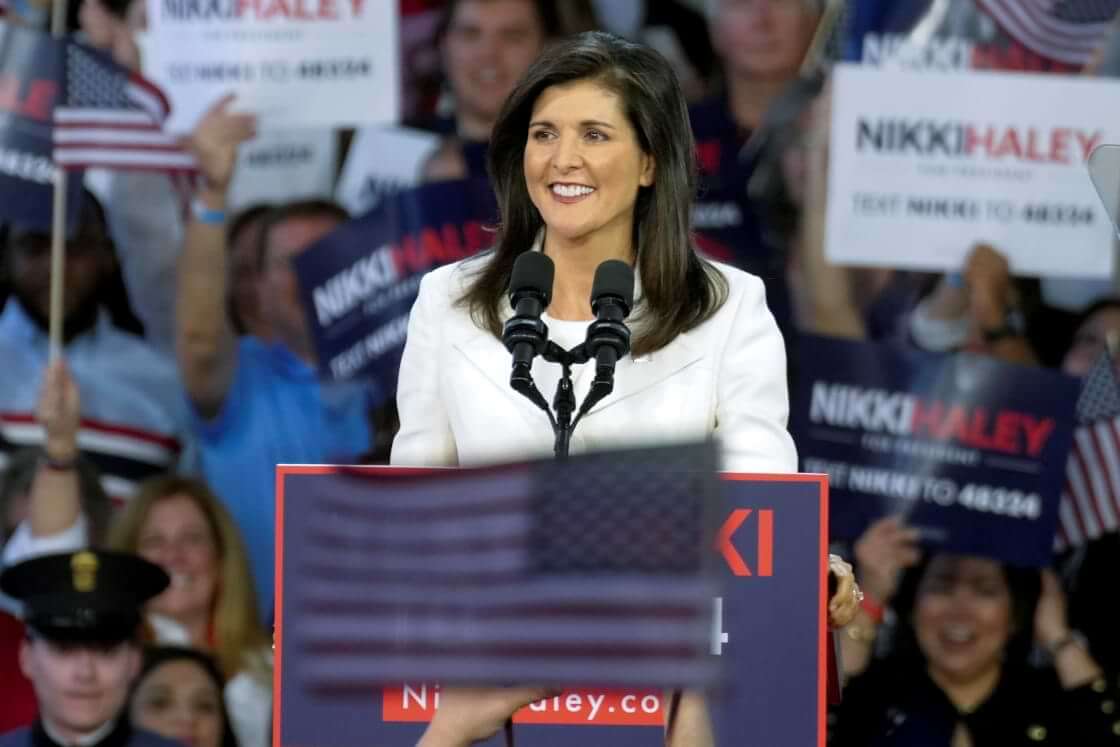 Nikki Haley, former South Carolina governor and United Nations ambassador, launches her 2024 presidential campaign on Wednesday, Feb. 15, 2023, in Charleston, S.C. (AP Photo/Meg Kinnard)