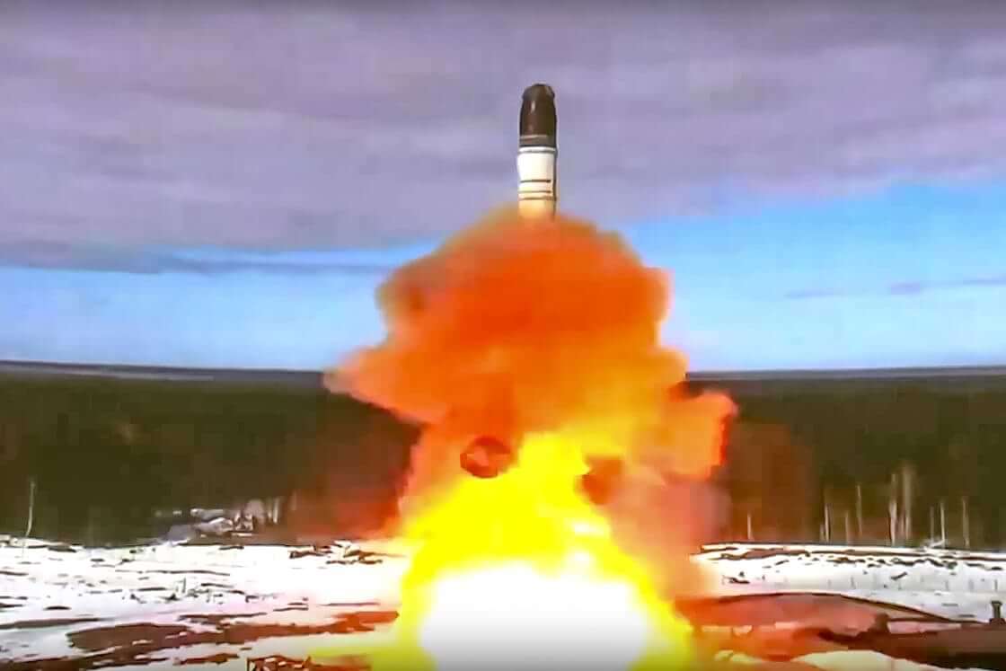 FILE - In this handout photo released by Roscosmos Space Agency Press Service on Wednesday, April 20, 2022, the Sarmat intercontinental ballistic missile is launched from Plesetsk in Russia's northwest. (Roscosmos Space Agency Press Service via AP, File). Such actions have many asking, "Is World War III starting?"