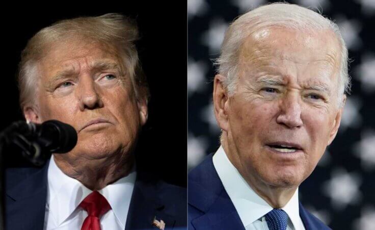 This combination of photos shows former President Donald Trump, left, and President Joe Biden, right. Biden and Trump are preparing for a possible rematch in 2024. (AP Photo/File). Biden and Trump represent the growing partisan animosity that has some voters wondering if America should get a divorce. This combination of photos shows former President Donald Trump, left, and President Joe Biden, right. Biden and Trump are preparing for a possible rematch in 2024. (AP Photo/File). Biden and Trump represent the growing partisan animosity that has some voters wondering: Should America should get a divorce?