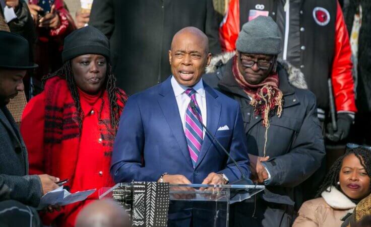 NYC Mayor Eric Adams speaking at an event in New York