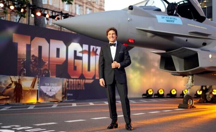 FILE - Tom Cruise poses for the media during the 'Top Gun Maverick' UK premiere at a central London cinema, on Thursday, May 19, 2022.. (AP Photo/Alberto Pezzali). Maverick is a 2023 Oscar Best Picture nominee.