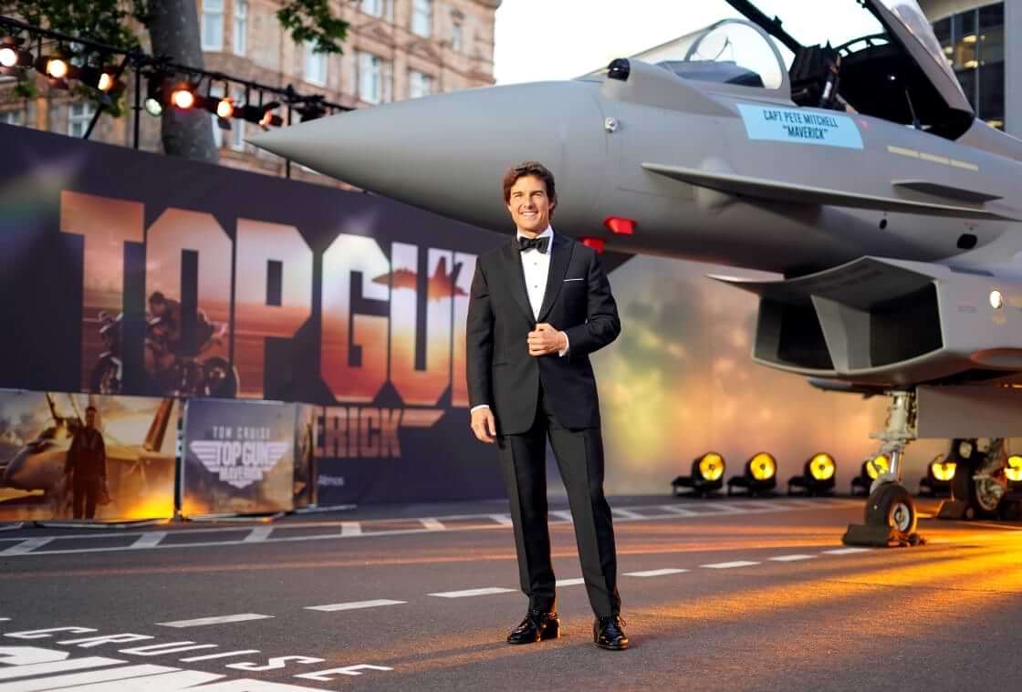 FILE - Tom Cruise poses for the media during the 'Top Gun Maverick' UK premiere at a central London cinema, on Thursday, May 19, 2022.. (AP Photo/Alberto Pezzali). Maverick is a 2023 Oscar Best Picture nominee.