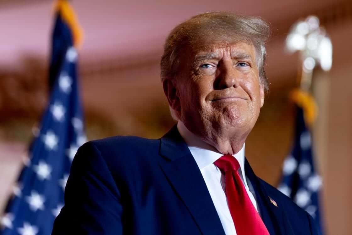 FILE - Former President Donald Trump announces he is running for president for the third time as he smiles while speaking at Mar-a-Lago in Palm Beach, Fla., Nov. 15, 2022. A lawyer for Trump said Thursday, March 30, 2023, that he has been told that the former president has been indicted in New York. (AP Photo/Andrew Harnik, File)
