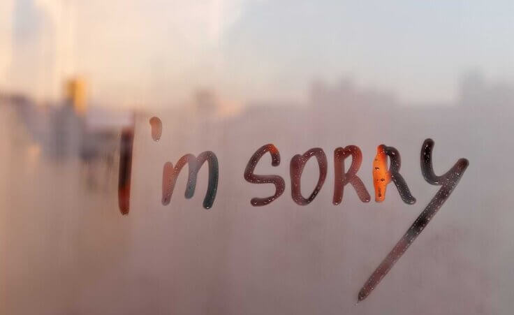 The words "I'm sorry" made onto a foggy window pane.