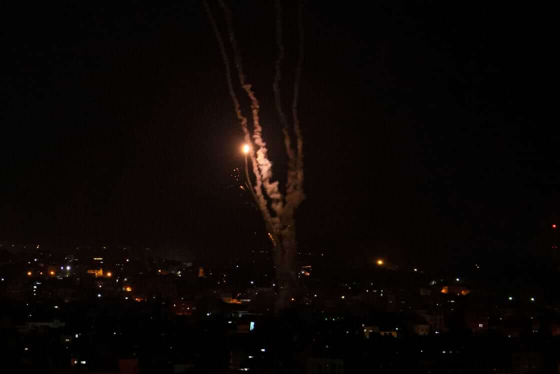 Rockets are fired by Palestinian militants toward Israel, in Gaza City, Wednesday, May 3, 2023. The Israeli military says that Palestinian militants in Gaza have fired a barrage of rockets following the death of Khader Adnan, a high-profile Palestinian prisoner in Israeli custody after a nearly three-month-long hunger strike.