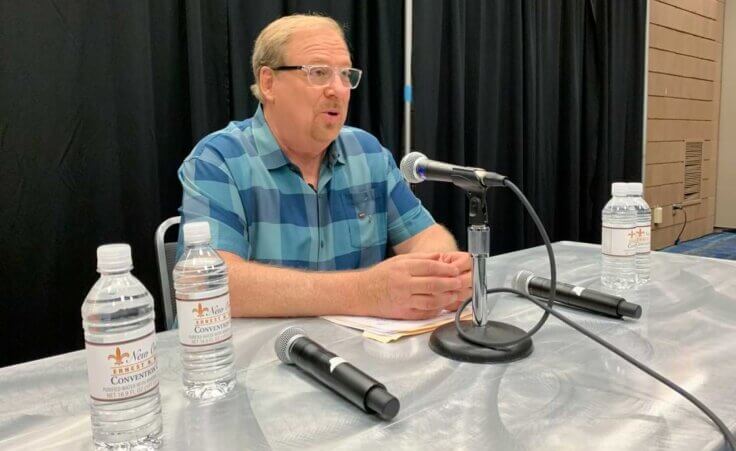 Keywords: SBC women pastors. / Rick Warren, founding pastor of Saddleback Church in Southern California, responds to Southern Baptists' (SBC) refusal to let the megachurch back into the denomination for having women pastors during a news conference on Wednesday, June 14, 2023, in New Orleans. (AP Photo/Peter Smith)