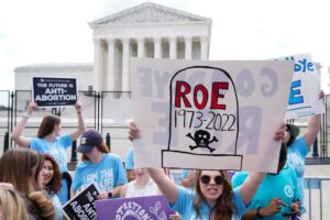 FILE - Demonstrators protest about abortion outside the Supreme Court in Washington, June 24, 2022. (AP Photo/Jacquelyn Martin, File)