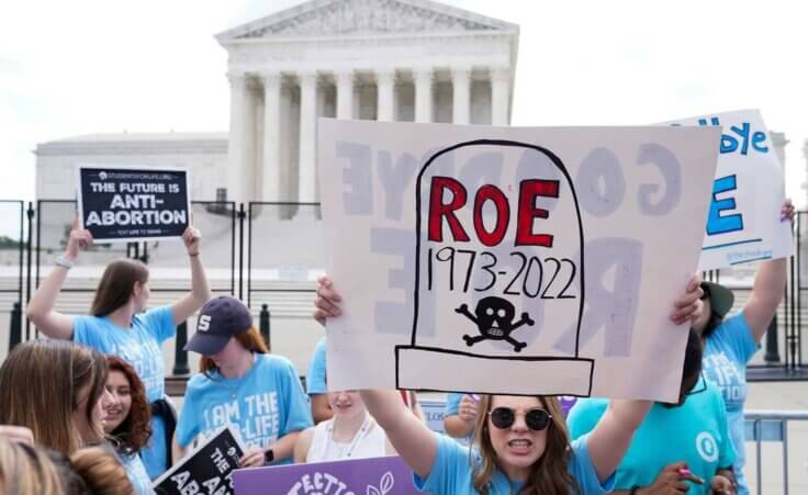 FILE - Demonstrators protest about abortion outside the Supreme Court in Washington, June 24, 2022. (AP Photo/Jacquelyn Martin, File)