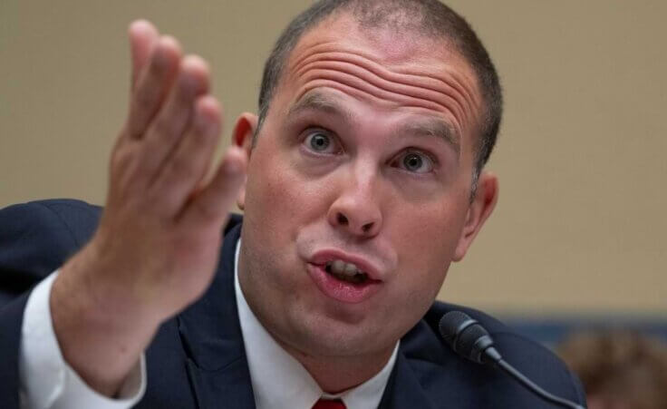 U.S. Air Force (Ret.) Maj. David Grusch, testifies before a House Oversight and Accountability subcommittee hearing on UFOs, Wednesday, July 26, 2023, on Capitol Hill in Washington. (AP Photo/Nathan Howard)