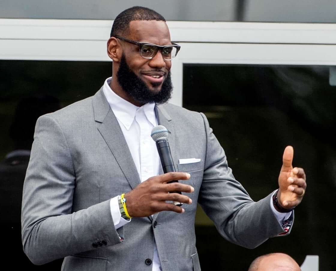 FILE - In this Monday, July 30, 2018, file photo, LeBron James speaks at the opening ceremony for the I Promise School in Akron, Ohio. (AP Photo/Phil Long, File)