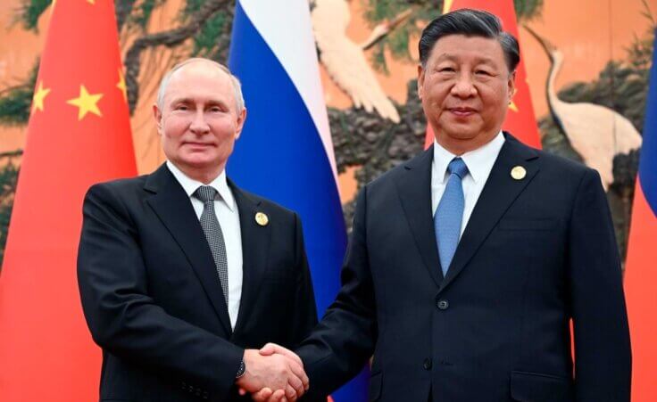 Chinese President Xi Jinping, right, and Russian President Vladimir Putin pose for a photo prior to their talks on the sidelines of the Belt and Road Forum in Beijing, China, on Wednesday, Oct. 18, 2023. (Sergei Guneyev, Sputnik, Kremlin Pool Photo via AP). America is facing the most crises since World War II, according to former US Defense Secretary Bob Gates.