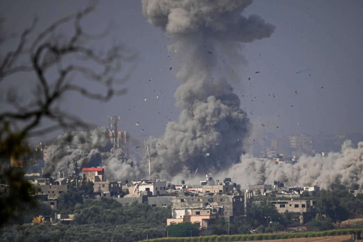 Smoke rises from an explosion following an Israeli airstrike in the Gaza Strip, as seen from southern Israel, Monday, Oct. 23, 2023. (AP Photo/Ariel Schalit) Is peace in the Middle East possible?