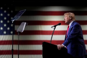 FILE - Former President Donald Trump speaks during a rally Sunday, Dec. 17, 2023, in Reno, Nev. The Colorado Supreme Court on Tuesday, Dec. 19, declared Trump ineligible for the White House under the U.S. Constitution’s insurrection clause and removed him from the state’s presidential primary ballot, setting up a likely showdown in the nation’s highest court to decide whether the front-runner for the GOP nomination can remain in the race. (AP Photo/Godofredo A. Vásquez, File)