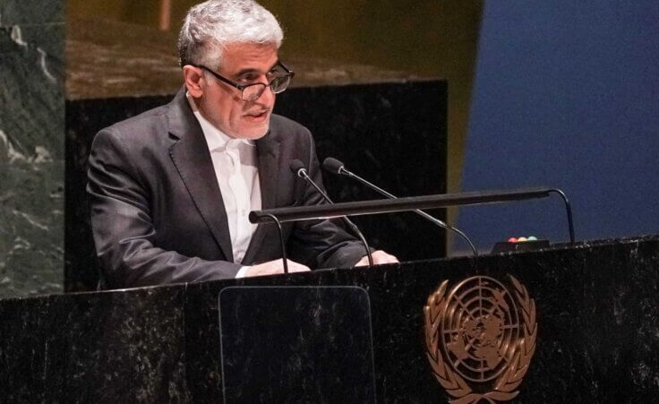 FILE - Iran's United Nations Ambassador Amir Saeid Iravani addresses the U.N. General Assembly at U.N. headquarters on Feb. 23, 2023. "The Islamic Republic would decisively respond to any attack on the country, its interests and nationals under any pretexts," IRNA quoted Iravani as saying on Tuesday, Jan. 30, 2024 (AP Photo/Bebeto Matthews, File). Is World War III on the horizon?
