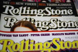 Three Rolling Stone magazines sit atop each other, with only their mastheads visible. By Ralf/stock.adobe.com