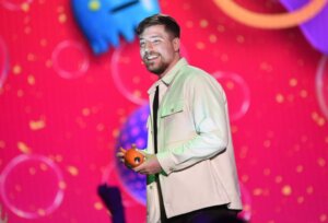 MrBeast (Jimmy Donaldson) accepts the award for favorite male creator during the Nickelodeon Kids' Choice Awards on Saturday, March 4, 2023, at Microsoft Theater in Los Angeles. (Photo by Richard Shotwell/Invision/AP)