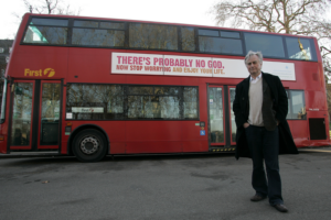 Professor Richard Dawkins, the author of non-fiction book 'The God Delusion', poses for photographers in front of a London bus featuring the atheist advertisement with the slogan in London, Tuesday, Jan. 6, 2009. (AP Photo/Akira Suemori) Atheist Richard Dawkins calls himself a “cultural Christian”