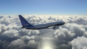 Commercial Boeing 737 Max 8 flying. By miglagoa/stock.adobe.com