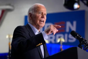 President Joe Biden speaks at a campaign rally at Sherman Middle School in Madison, Wis., Friday, July 5, 2024. (AP Photo/Manuel Balce Ceneta)