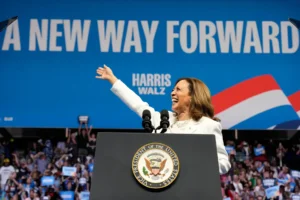 Democratic presidential nominee Vice President Kamala Harris speaks at a campaign rally in Savannah, Ga., Thursday, Aug. 29, 2024. (AP Photo/Jacquelyn Martin)