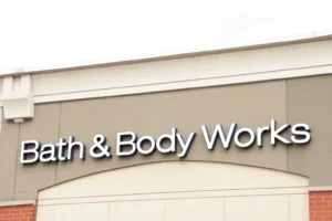 Bath and Body Works store storefront sign logo on front of store, close up. By Penguin/stock.adobe.com.