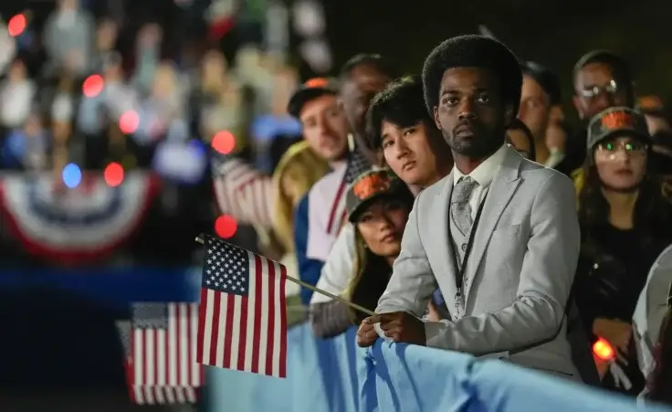 Supporters wait for the arrival of Democratic presidential nominee Vice President Kamala Harris at a campaign rally in Washington on Tuesday, Oct 29, 2024. (AP Photo/Jacquelyn Martin) Stress elections
