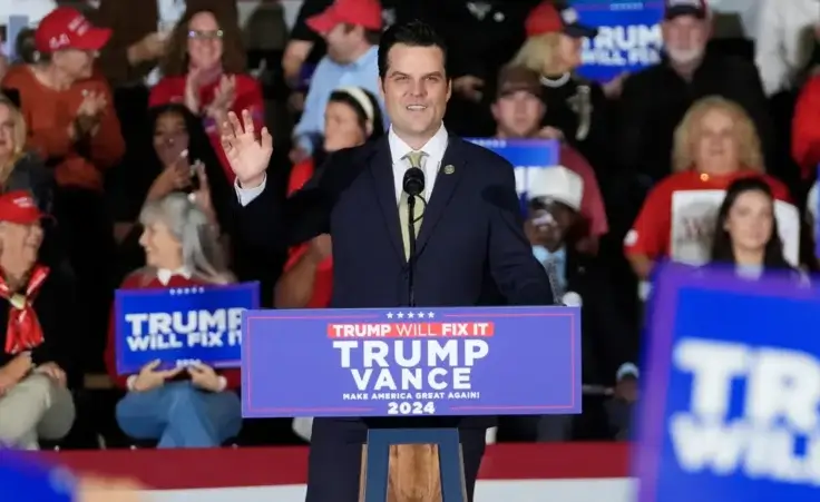 Rep. Matt Gaetz, R-Fla., speaks before Republican vice presidential nominee Sen. JD Vance, R-Ohio, at a campaign event Monday, Nov. 4, 2024, in Atlanta. (AP Photo/John Bazemore) Recess appointments