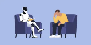 Psychologist AI humanoid robot talking with a patient By elenabsl/stock.adobe.com