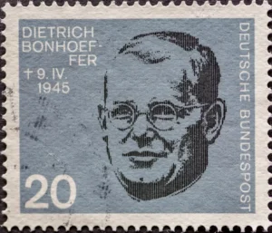 GERMANY - CIRCA 1964: a postage stamp showing a portrait of Dietrich Bonhoeffer who was a resistance fighter against Adolf Hitler. 20th anniversary in 1964. By zabanski/stock.adobe.com
