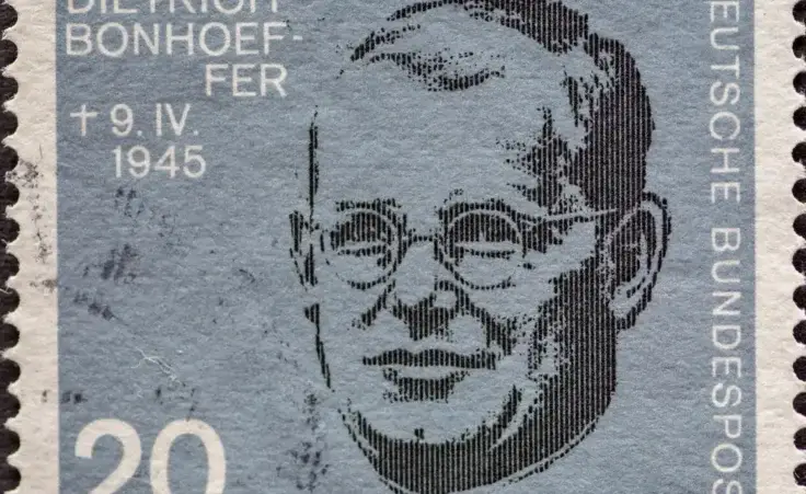 GERMANY - CIRCA 1964: a postage stamp showing a portrait of Dietrich Bonhoeffer who was a resistance fighter against Adolf Hitler. 20th anniversary in 1964. By zabanski/stock.adobe.com