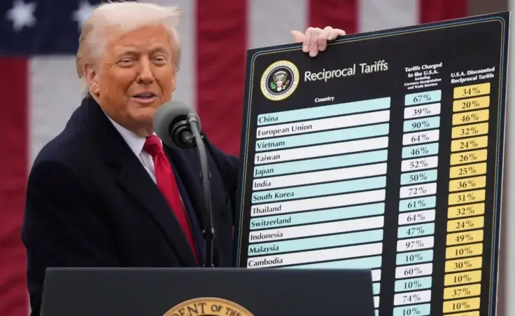 President Donald Trump speaks during an event to announce new tariffs in the Rose Garden at the White House, Wednesday, April 2, 2025, in Washington. (AP Photo/Mark Schiefelbein)