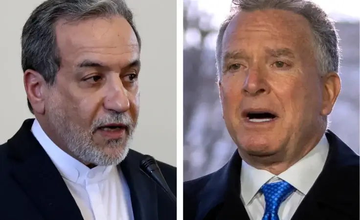 This combo shows Iranian Foreign Minister Abbas Araghchi, left, pictured in Tehran, Iran, Tuesday, Feb. 25, 2025 and Steve Witkoff, right, White House special envoy, pictured in Washington, Wednesday, March 19, 2025. (AP Photos Stringer, Mark Schiefelbein)