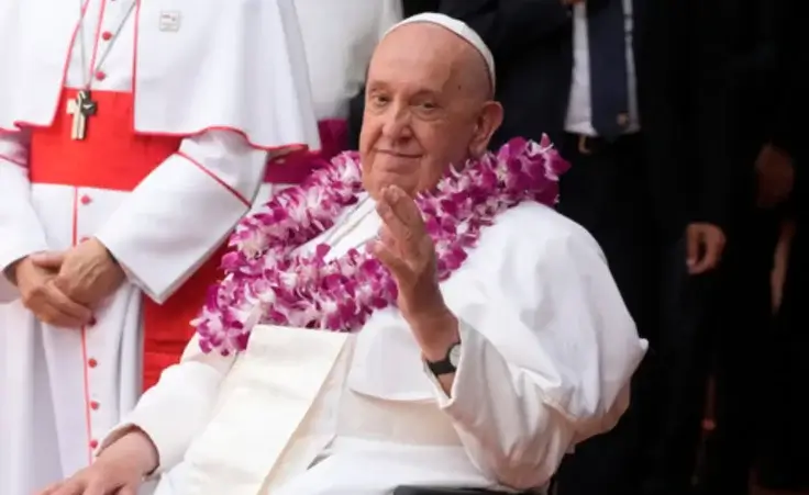 Pope Francis attends an interreligious meeting with young people at the Catholic Junior College in Singapore, Friday, Sept. 13, 2024. (AP Photo/Gregorio Borgia, file)