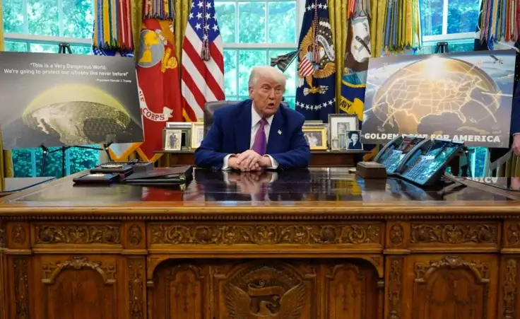 President Donald Trump speaks in the Oval Office of the White House, Tuesday, May20, 2025, in Washington. (AP Photo/Alex Brandon) Golden Dome missile defense