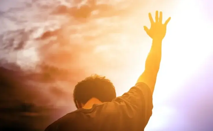 Human hands open palm up worship. Eucharist Therapy Bless God Helping Repent Catholic Easter Lent Mind Pray. Christian Religion concept background. fighting and victory for god By Love You Stock/stock.adobe.com