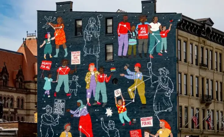 The mural titled "Connected Through the Generations" on Court Street in Cincinnati. By Izanbar photos/stock.adobe.com. brawl cincinnati