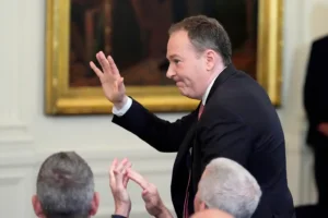 EPA Administrator Lee Zeldin stands as President Donald Trump speaks during a signing event for a bill blocking California's rule banning the sale of new gas-powered cars by 2035, in the East Room of the White House, Thursday, June 12, 2025, in Washington. (AP Photo/Alex Brandon) EPA Deregulation