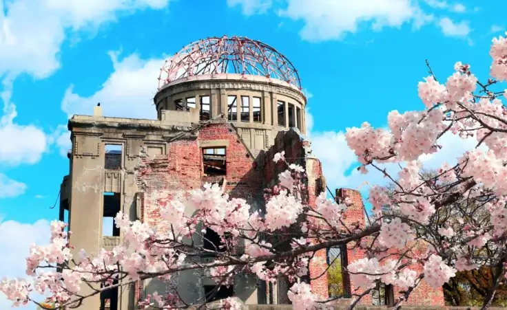 The Hiroshima Peace Memorial, originally the Hiroshima Prefectural Industrial Promotion Hall, is part of Hiroshima Peace Memorial Park in Hiroshima, Japan. The promotion hall was the only structure left standing after the atomic bomb in 1945. By frenta/stock.adobe.com.