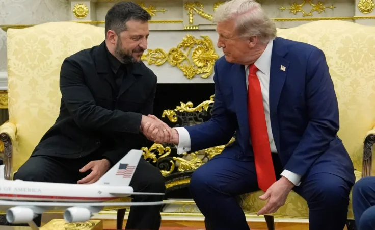 President Donald Trump meet with Ukraine's President Volodymyr Zelenskyy in the Oval Office at the White House, Monday, Aug. 18, 2025, in Washington. (AP Photo/Julia Demaree Nikhinson) Ending the war in Ukraine and a ceasefire in Gaza?