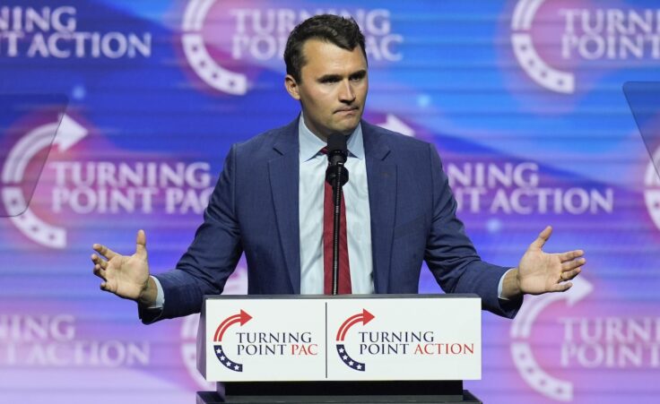FILE - Turning Point USA Founder Charlie Kirk speaks during a campaign rally, Oct. 24, 2024, in Las Vegas. (AP Photo/John Locher, File)