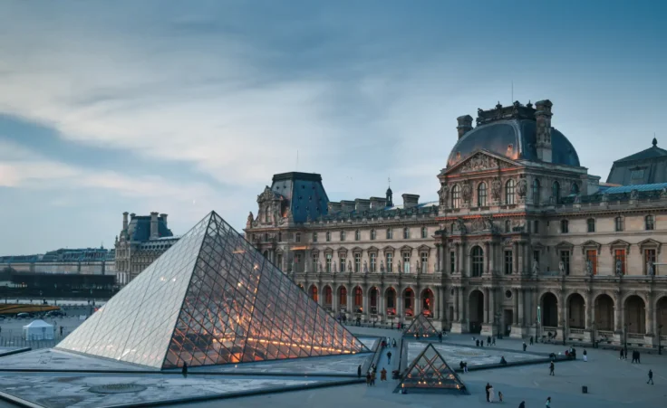 Louvre Museum in Paris during the blue hour in the evening, 2022. By Dragoș Asaftei/stock.adobe.com. Napoleonic jewelry