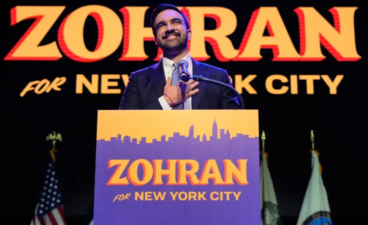 Zohran Mamdani speaks during a victory speech at a mayoral election night watch party, Tuesday, Nov. 4, 2025, in New York. (AP Photo/Yuki Iwamura)