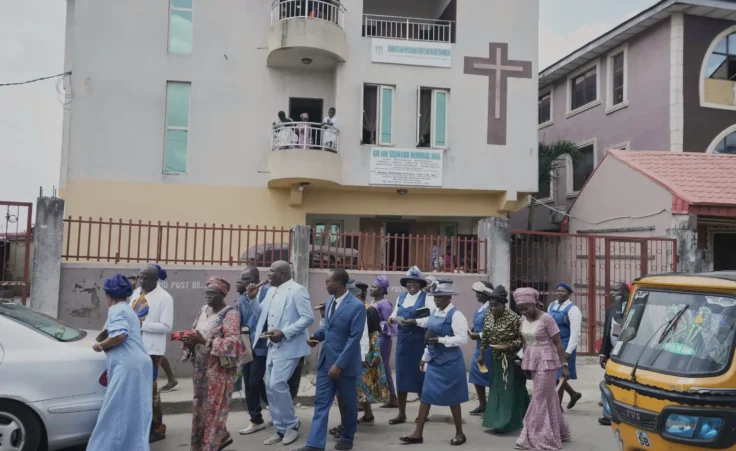 People walk past the Christian Mission for the Deaf church in Lagos, Nigeria, Sunday, July 13, 2025. (AP Photo/Sunday Alamba) Christian persecution