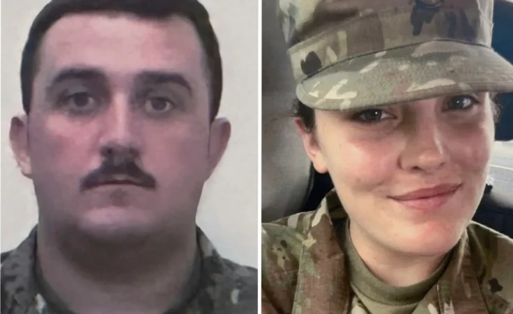 This combo from photos provided by the U.S. Attorney's Office on Thursday, Nov. 27, 2025, show National Guard soldiers, from left, Staff Sgt. Andrew Wolfe and Specialist Sarah Beckstrom. (U.S. Attorney’s Office via AP) dies dead
